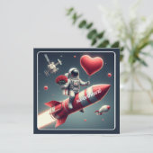 Modern Astronaut Valentine's  Holiday Card (Standing Front)