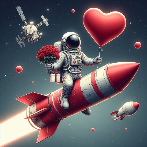 Modern Astronaut Valentines  Holiday Card