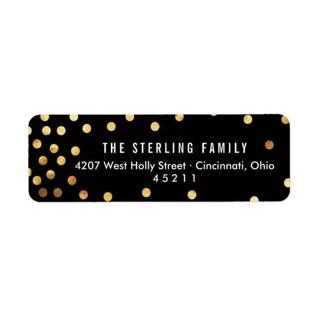 Modern Asymmetrical Confetti Dots Holiday Label (Front)