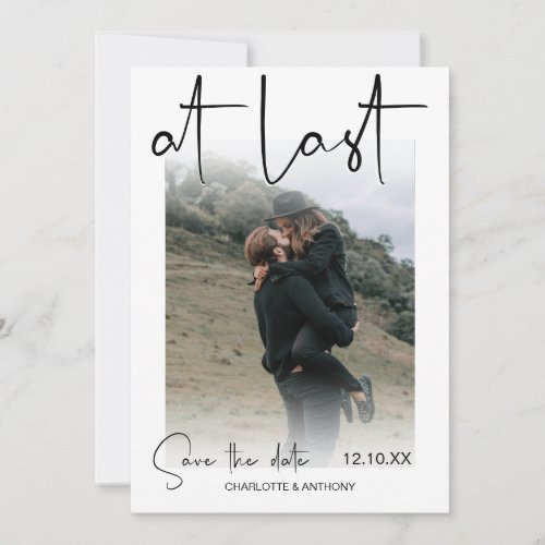 Modern At Last  Photo Engagement Save The Date Announcement