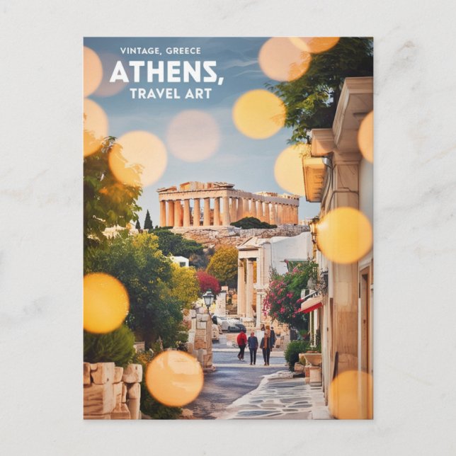 Modern Athens Greece Travel Art Vintage Postcard (Front)