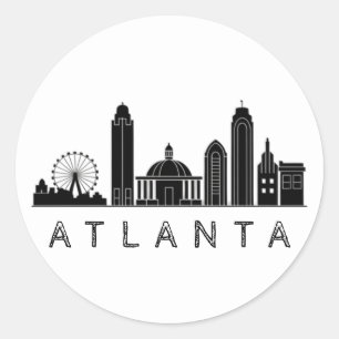 Modern Atlanta Georgia Stylized Skyline Classic Round Sticker