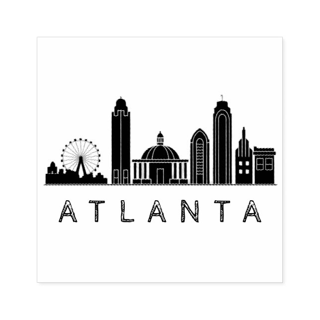 Modern Atlanta Georgia Stylized  Skyline Rubber Stamp (Imprint)