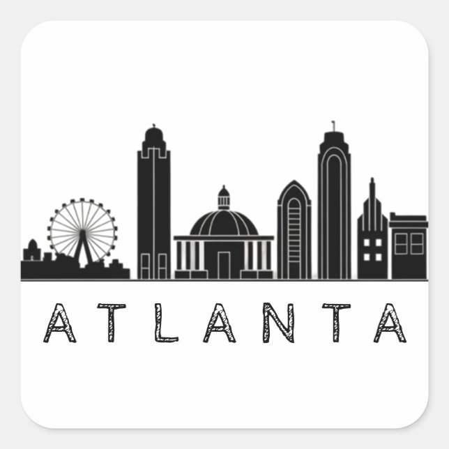 Modern Atlanta Georgia Stylized  Skyline Square Sticker (Front)