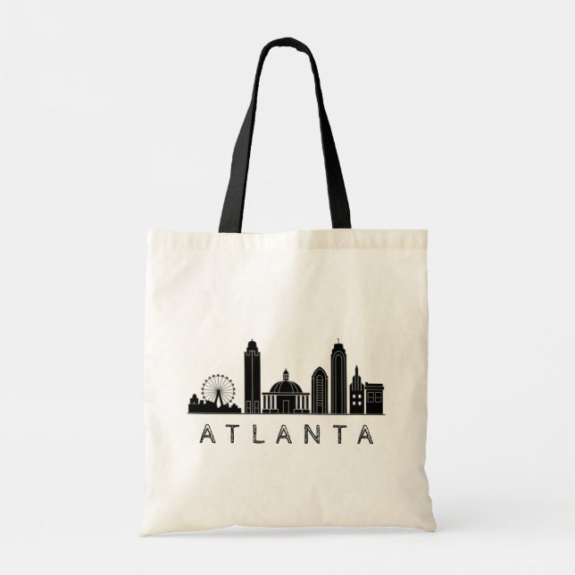 Modern Atlanta Georgia Stylized  Skyline Tote Bag (Back)