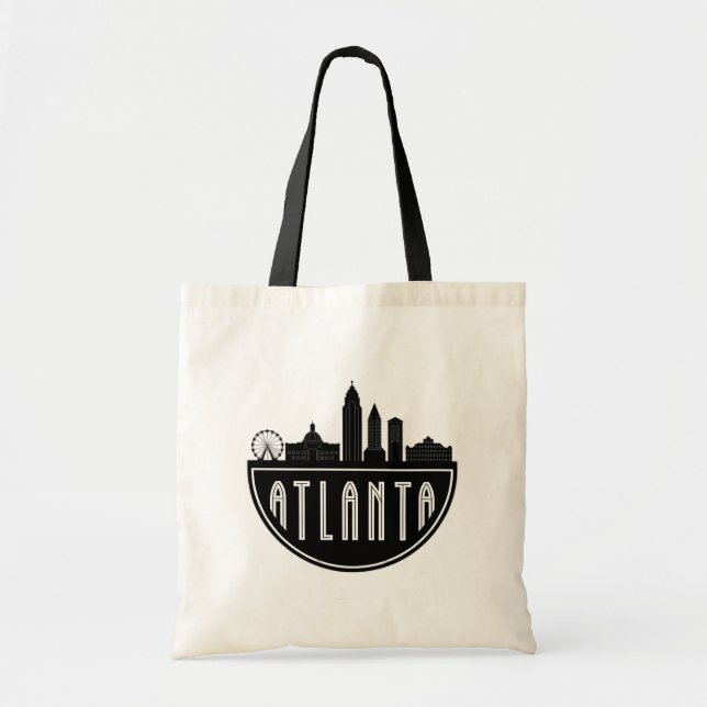 Modern Atlanta Georgia Stylized  Skyline Tote Bag (Front)