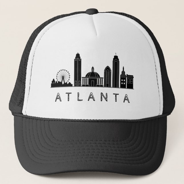Modern Atlanta Georgia Stylized  Skyline Trucker Hat (Front)