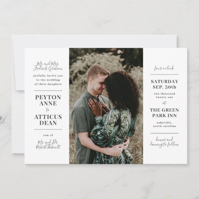 Modern Atmosphere Wedding Invitation with a Photo (Front)