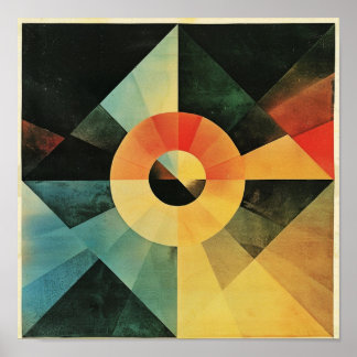 modern atomic bauhaus abstract colorful art poster