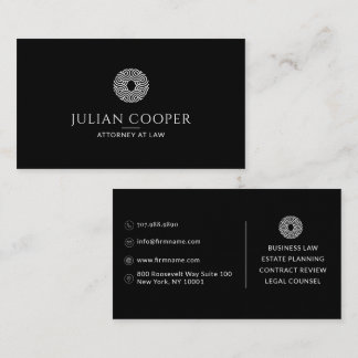 Modern Attorney At Law Black Business Card