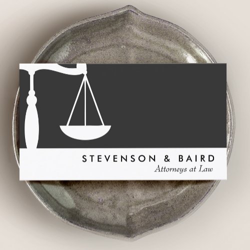 Justice Scale  Attorney Black and White Business Card Templates
