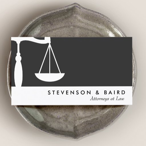 Customizable Justice Scale Attorney Black and White Business Card Templates