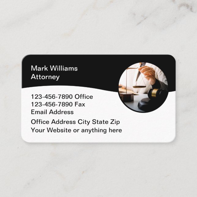 Modern Attorney Law Office Editable Business Cards (Front)