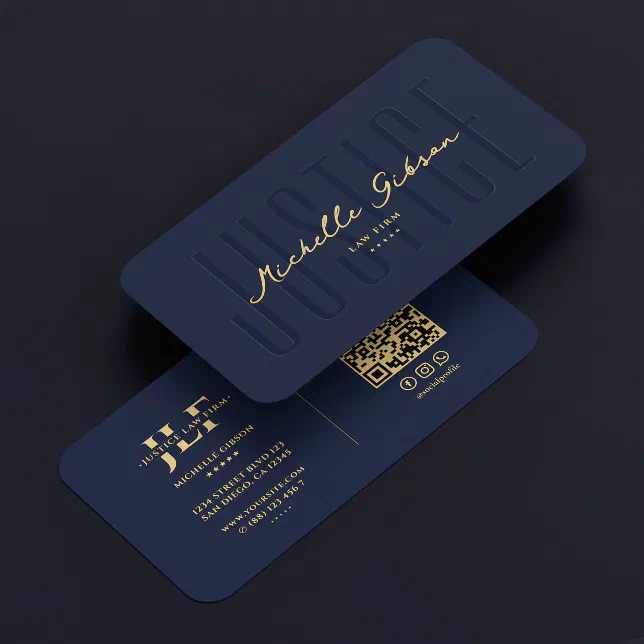 Modern Attorney Lawyer Law Firm Monogram Navy Blue Business Card | Zazzle