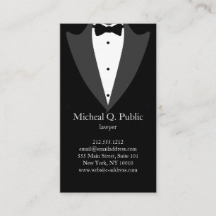 Modern Attorney Lawyer Tailor Black Suit Business Card