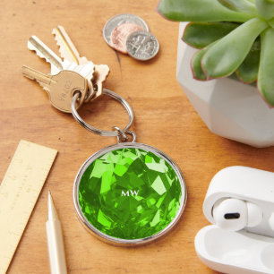 Modern August Birthstone Peridot Emerald Premium Keychain