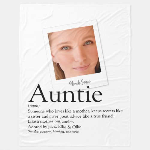 Modern Aunt Auntie Definition Photo Fleece Blanket