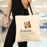 Modern Aunt Auntie Definition Photo Tote Bag<br><div class="desc">Personalize the photo and text for your Aunt or Auntie to create a unique gift. A perfect way to show her how amazing she is every day. Designed by Thisisnotme©</div>