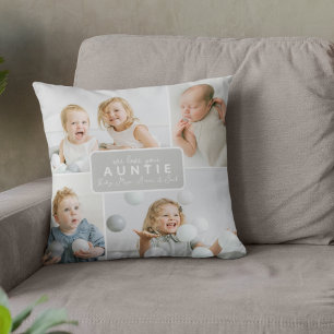 Modern Auntie 4 Photo Gray Throw Pillow