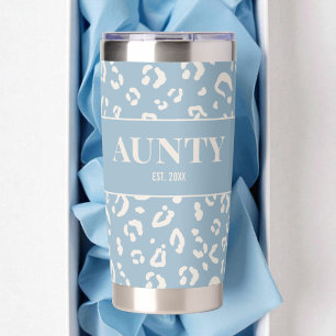 Modern Aunty Blue Leopard Personalized Boy Aunt Insulated Tumbler
