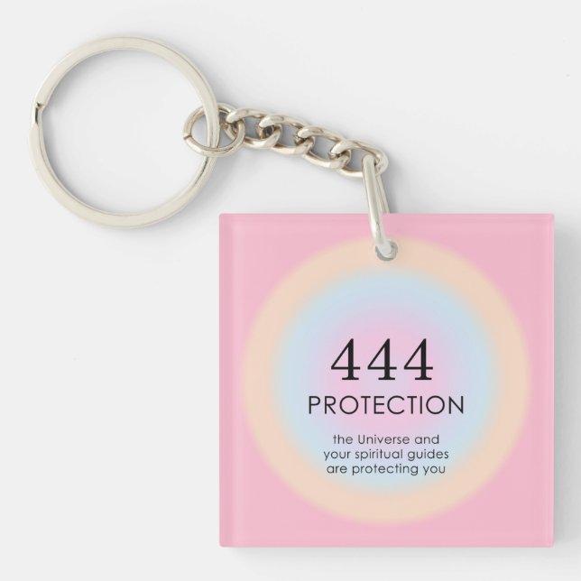 Modern Aura Angel Numbers Numerology 444      Keychain (Front)