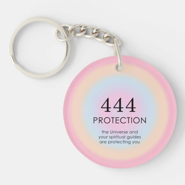 Modern Aura Angel Numbers Numerology 444     Keychain (Front)