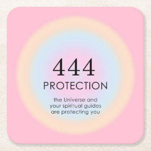 Modern Aura Angel Numbers Numerology 444  Square Paper Coaster