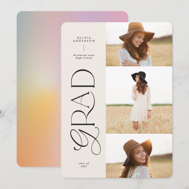 Modern aura pink colourful typography multi photo (Front/Back)