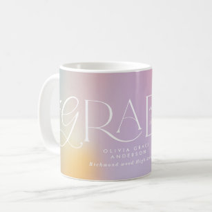 Modern aura pink colourful typography multi photo coffee mug