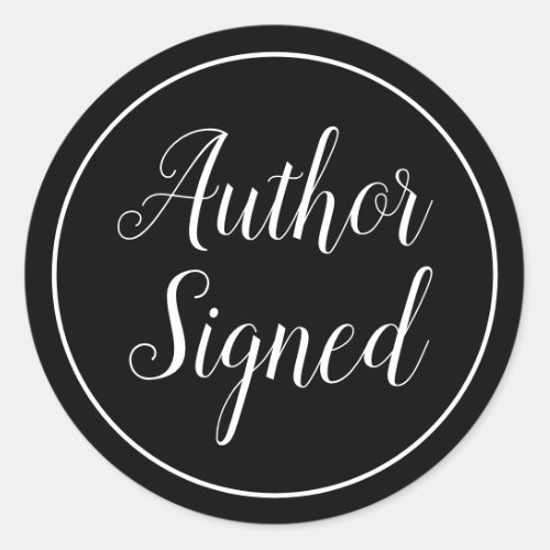 Modern Author Signed Black and White Classic Round Sticker