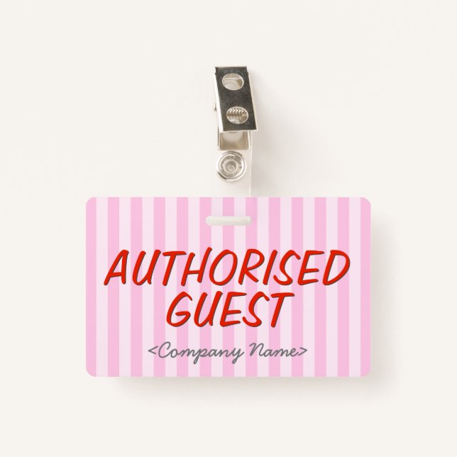 Modern "AUTHORISED GUEST" Badge (Front with Clip)