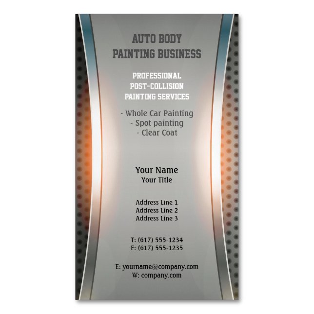 Modern Auto Body Painting | Professional Business Card Magnet (Front Vertical)