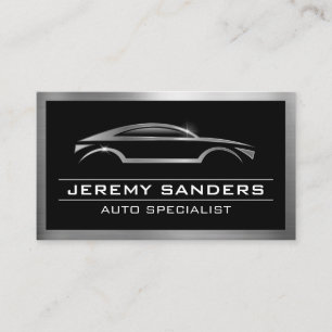Modern Auto Car Logo   Metallic Shine Border Business Card