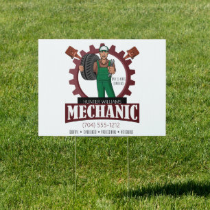 Modern Auto Car Mechanic Maintenance Advertising Sign