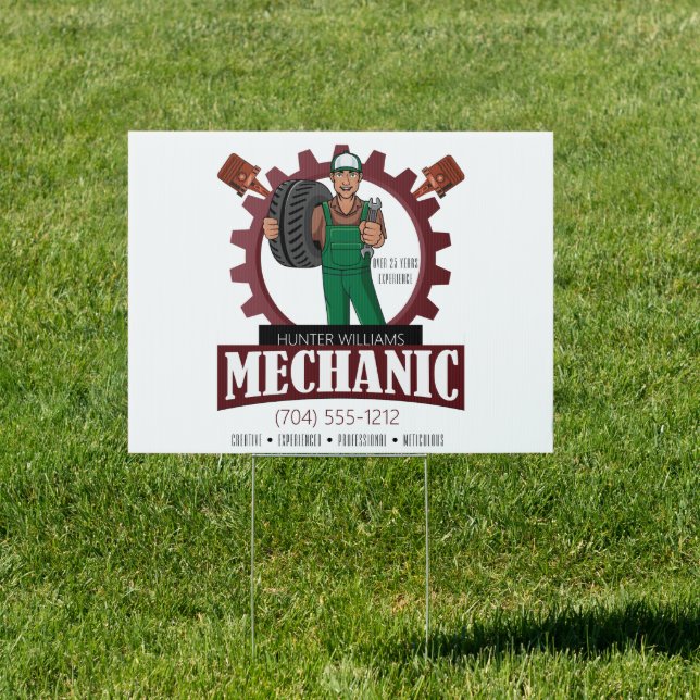 Modern Auto Car Mechanic Maintenance Advertising Sign (Insitu)