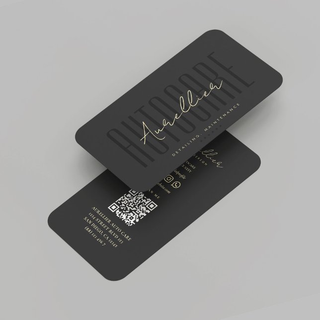 Modern Auto Care Black Car Driver Repairs  Business Card (Modern Auto Care Black Gold Body Car Repairs Business Card
)