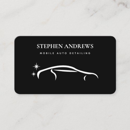Modern Auto Detailing Cleaning Auto Repair Black Business Card