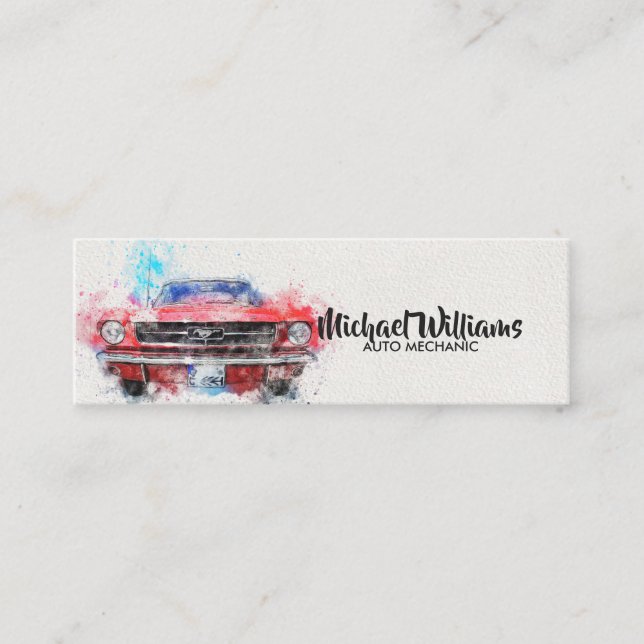 Modern Auto Garage Business Card Mini (Front)