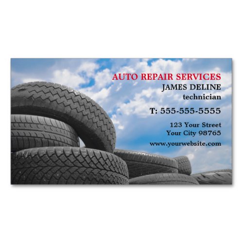 Modern Auto Repair Services Business Card Magnet