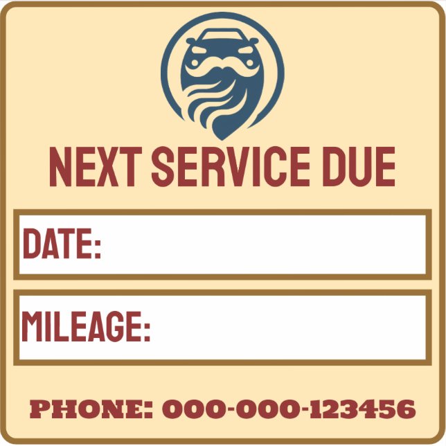 Modern Auto Service Reminder Sticker (Front)