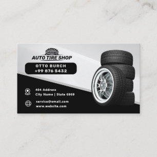 Modern auto Tire Shop   Black  Business Card