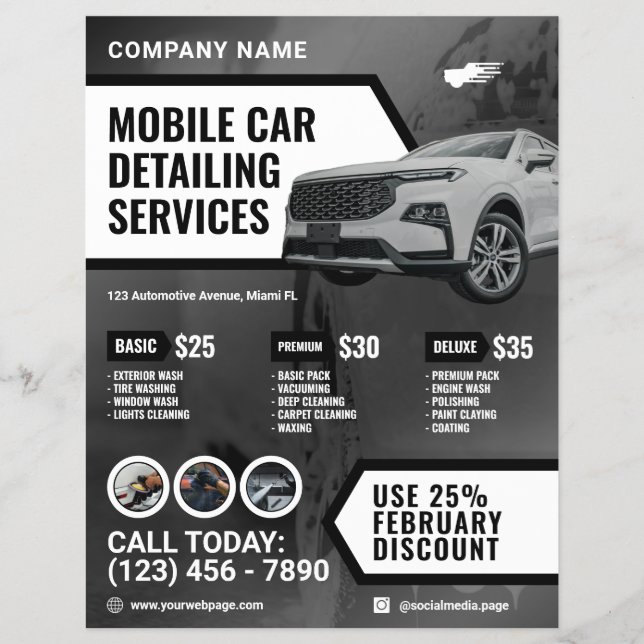 Modern automotive car detailing flyer (Front)