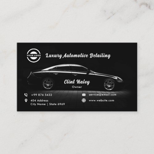 Modern Automotive Detailing  Black Business Card