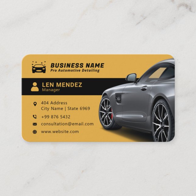 Modern Automotive Detailing | Gold Business Card (Front)