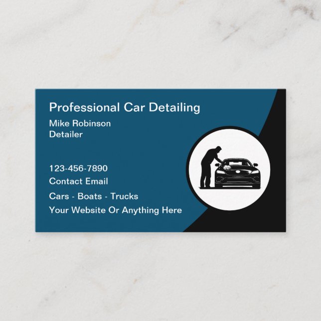 Modern Automotive Detailing Service Business Card (Front)