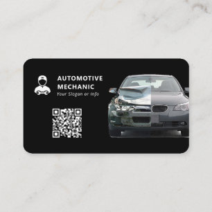 Modern Automotive Mechanic   Black Business Card