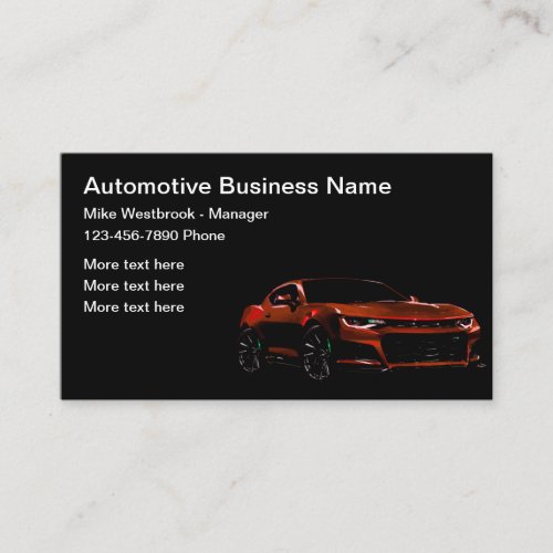 Modern Automotive Theme Cool Business Cards