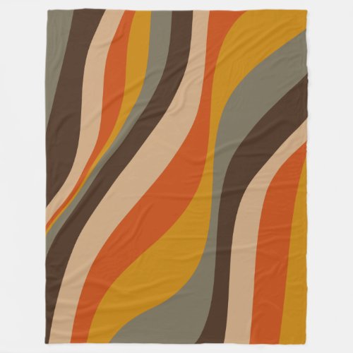 Modern Autumn Abstract Wavy Lines in Earth Tones  Fleece Blanket