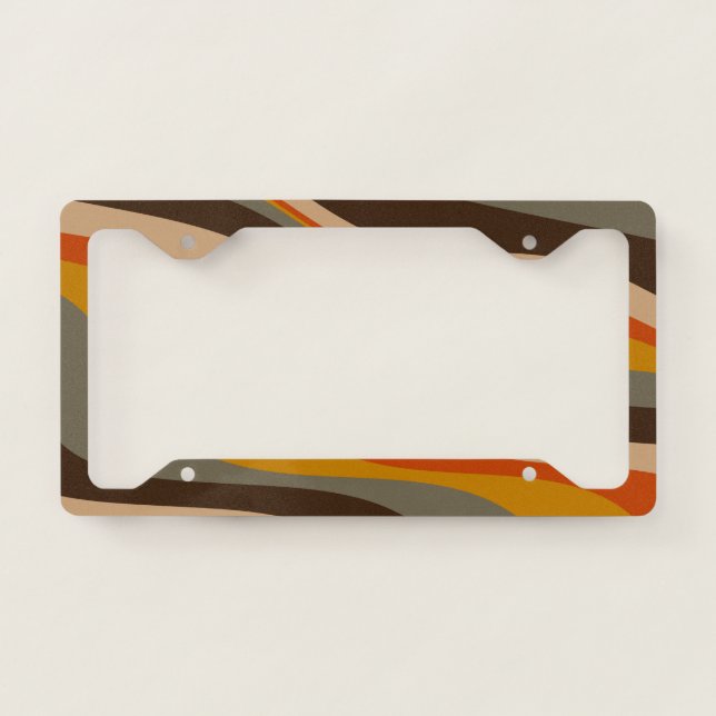 Modern Autumn Abstract Wavy Lines in Earth Tones  License Plate Frame (Front)
