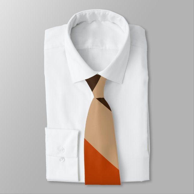 Modern Autumn Abstract Wavy Lines in Earth Tones   Neck Tie (Tied)